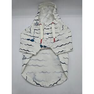 Dog Sz XS Hooded Rain Poncho Jacket White Nautical Theme